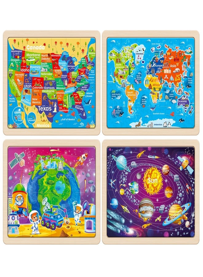 SYNARRY Large US World Earth Solar System Wooden Puzzles for Kids Gift Box(12.2*9.4 in) - FSC Certified, Puzzles for Toddlers 3-5, Puzzles for Kids Ages 4-6, Easter Basket Stuffers Valentines Day Gift - Image 2